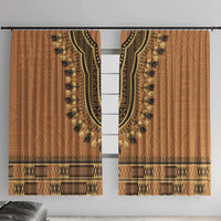 Brown African Dashiki With Fijian Tapa Pattern Window Curtain LT14 With Hooks Brown - Polynesian Pride