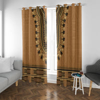 Brown African Dashiki With Fijian Tapa Pattern Window Curtain LT14 With Grommets Brown - Polynesian Pride
