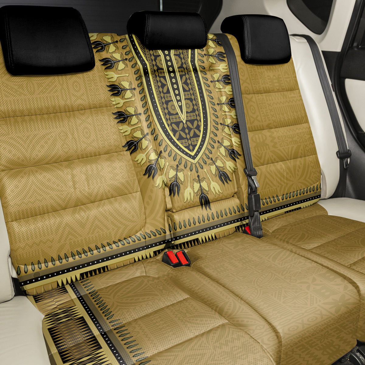 Gold African Dashiki With Fijian Tapa Pattern Back Car Seat Cover LT14
