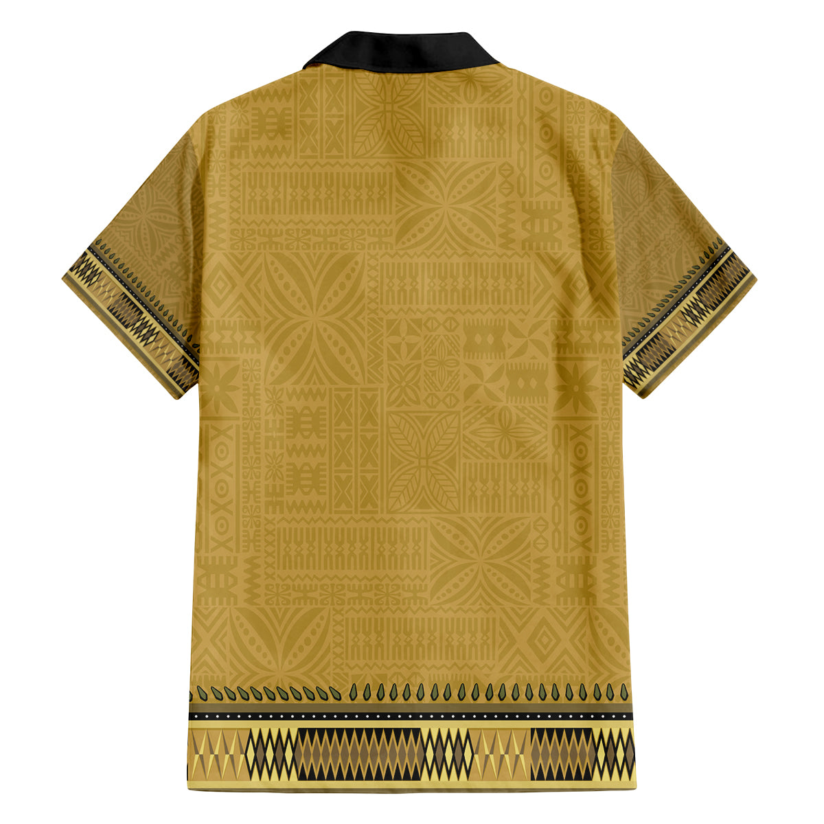 Gold African Dashiki With Fijian Tapa Pattern Family Matching Puletasi and Hawaiian Shirt LT14 - Polynesian Pride