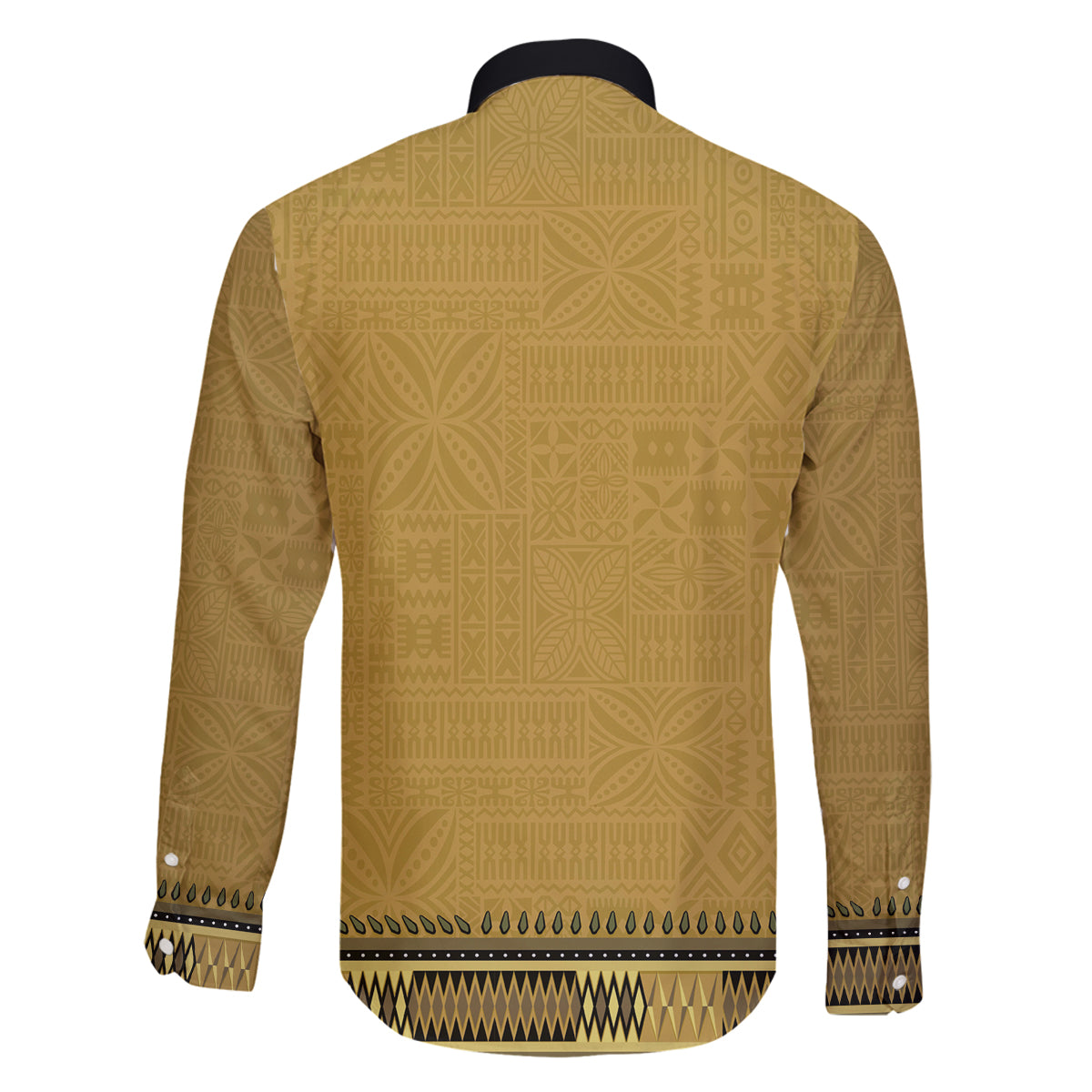 Gold African Dashiki With Fijian Tapa Pattern Family Matching Puletasi and Hawaiian Shirt LT14 - Polynesian Pride
