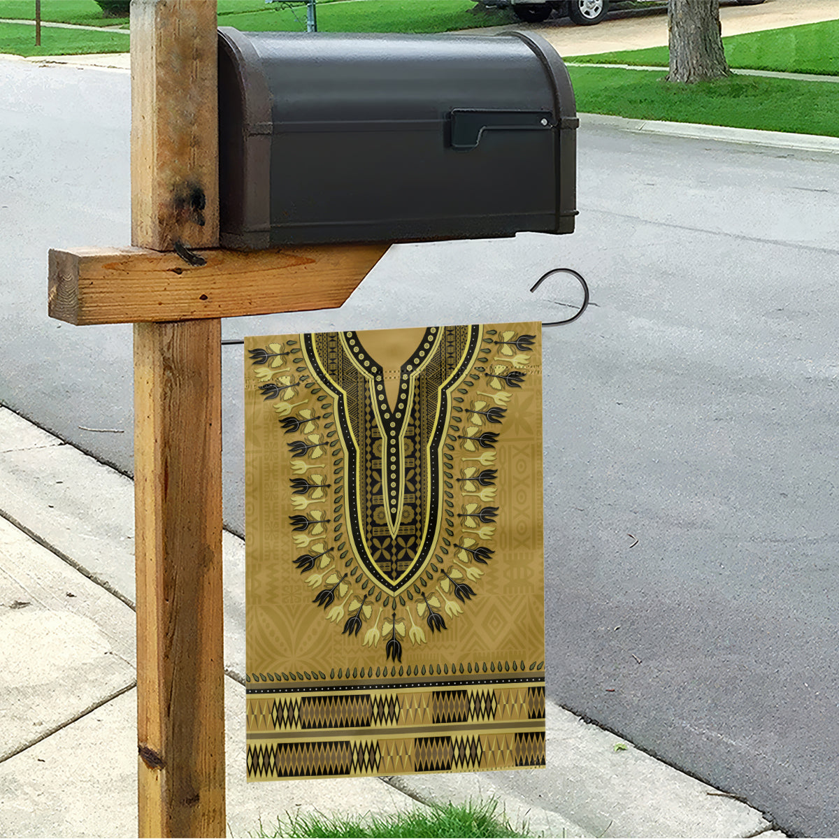 Gold African Dashiki With Fijian Tapa Pattern Garden Flag