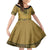 Gold African Dashiki With Fijian Tapa Pattern Kid Short Sleeve Dress