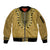 Gold African Dashiki With Fijian Tapa Pattern Sleeve Zip Bomber Jacket