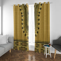 Gold African Dashiki With Fijian Tapa Pattern Window Curtain LT14 With Grommets Gold - Polynesian Pride