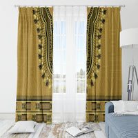 Gold African Dashiki With Fijian Tapa Pattern Window Curtain LT14 - Polynesian Pride