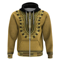 Gold African Dashiki With Fijian Tapa Pattern Zip Hoodie