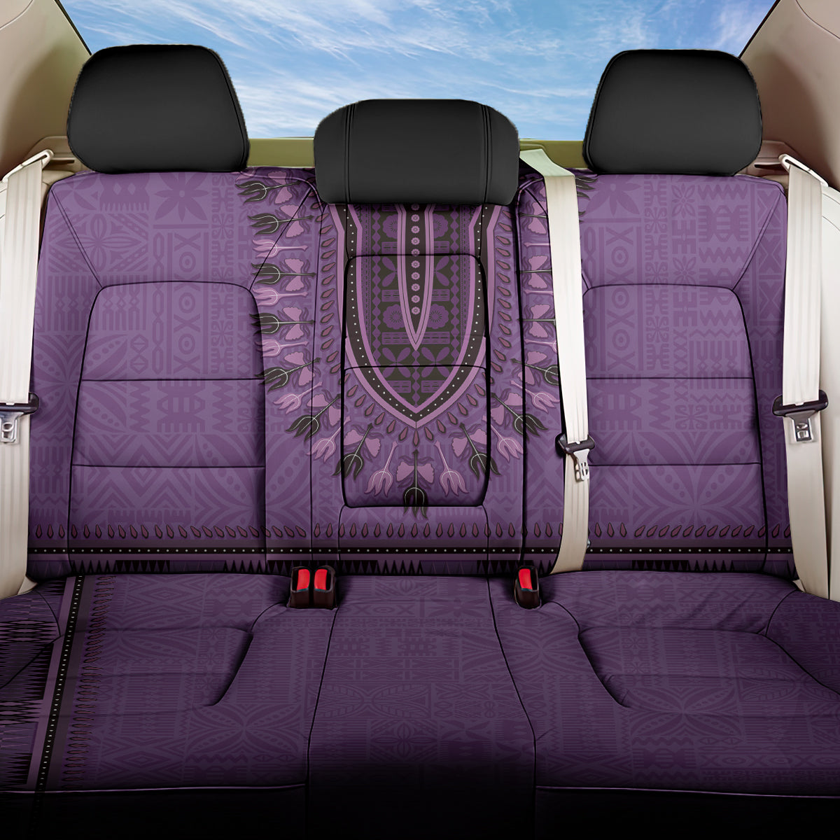 Purple African Dashiki With Fijian Tapa Pattern Back Car Seat Cover