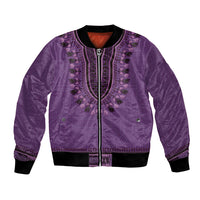 Purple African Dashiki With Fijian Tapa Pattern Bomber Jacket