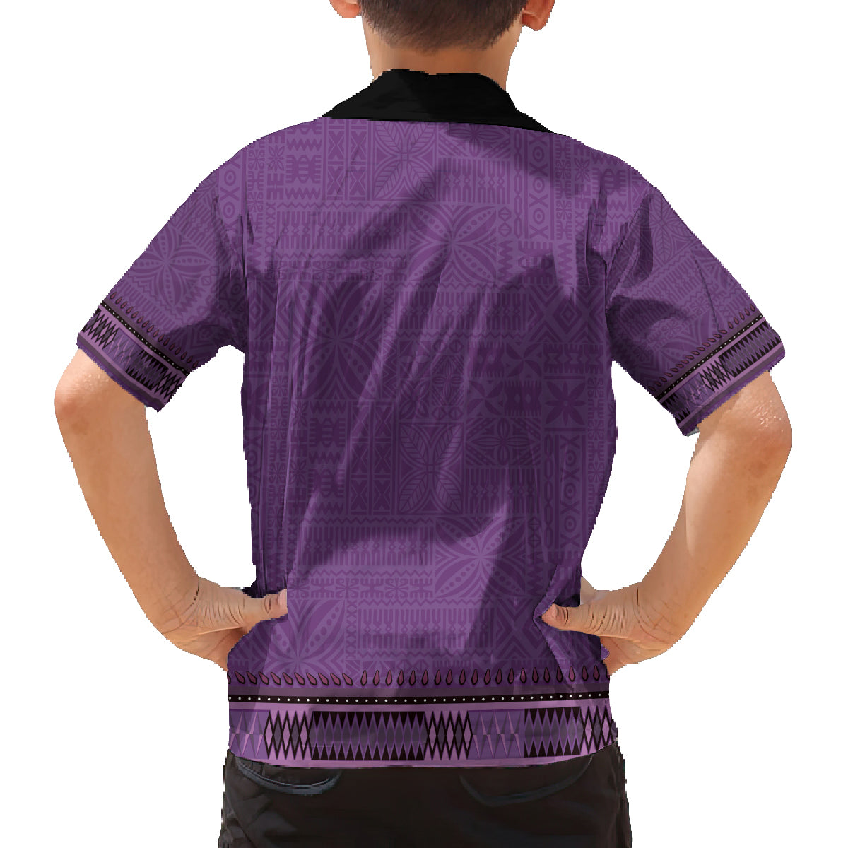 Purple African Dashiki With Fijian Tapa Pattern Family Matching Puletasi and Hawaiian Shirt LT14 - Polynesian Pride