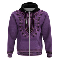 Purple African Dashiki With Fijian Tapa Pattern Hoodie LT14 Zip Hoodie Purple - Polynesian Pride