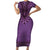 Purple African Dashiki With Fijian Tapa Pattern Short Sleeve Bodycon Dress