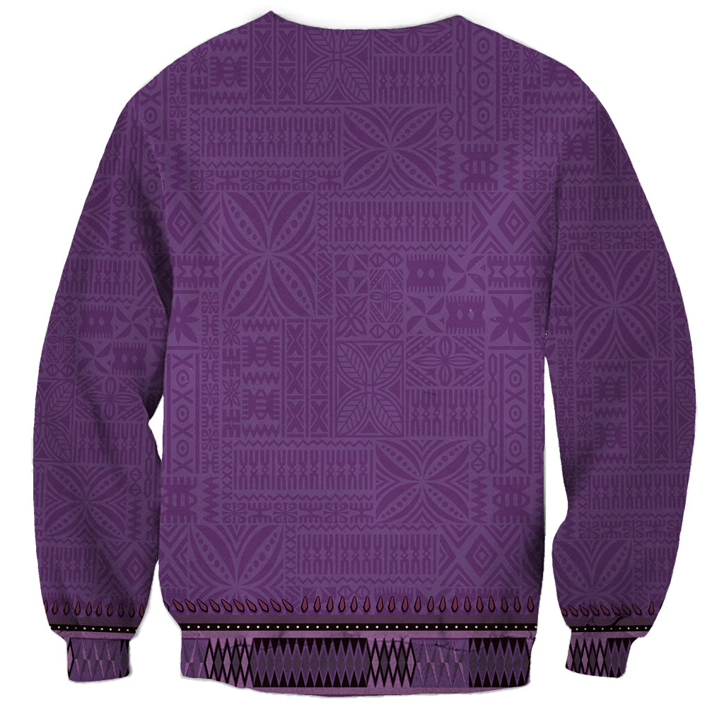 Purple African Dashiki With Fijian Tapa Pattern Sweatshirt LT14 - Polynesian Pride