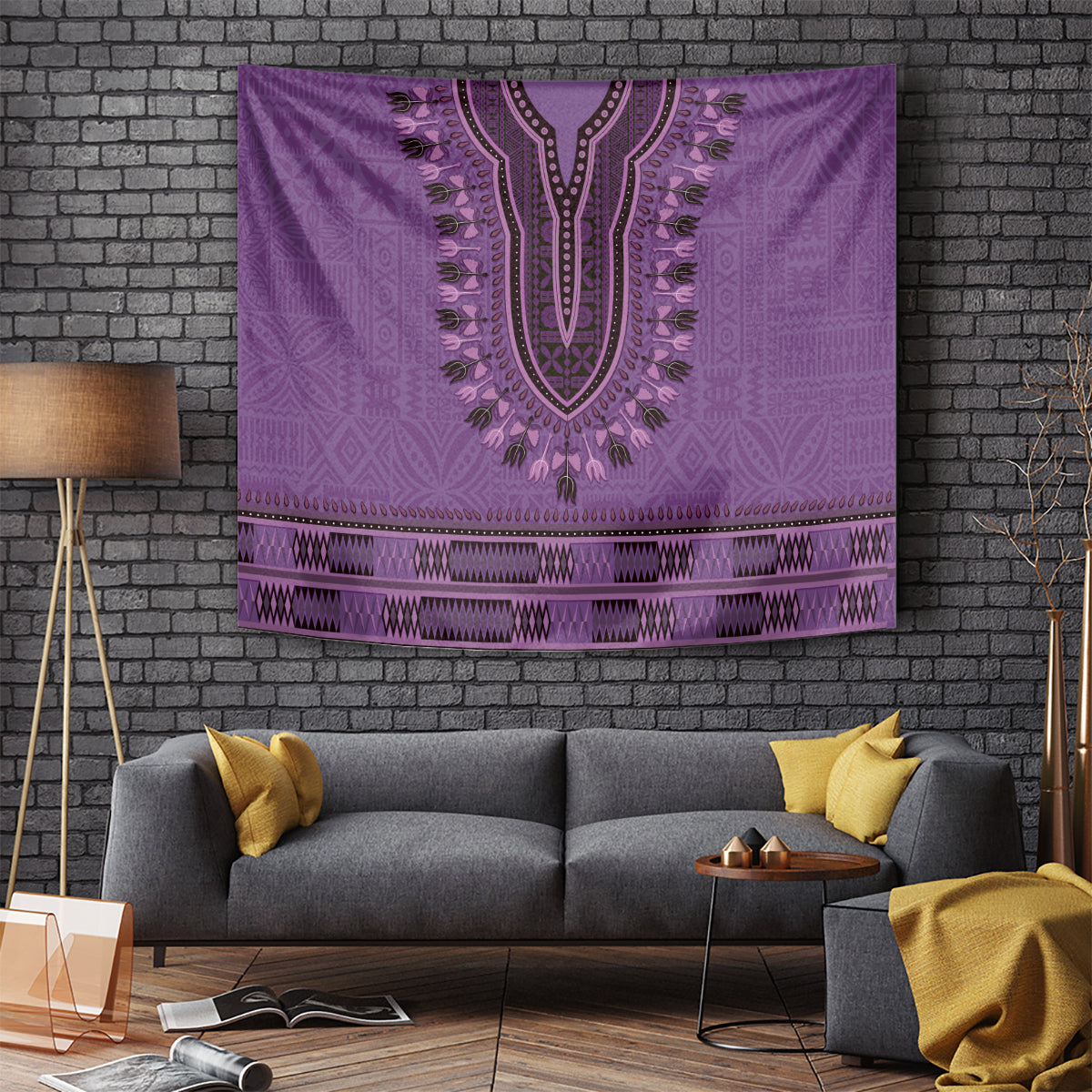 Purple African Dashiki With Fijian Tapa Pattern Tapestry