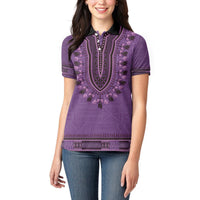 Purple African Dashiki With Fijian Tapa Pattern Women Polo Shirt