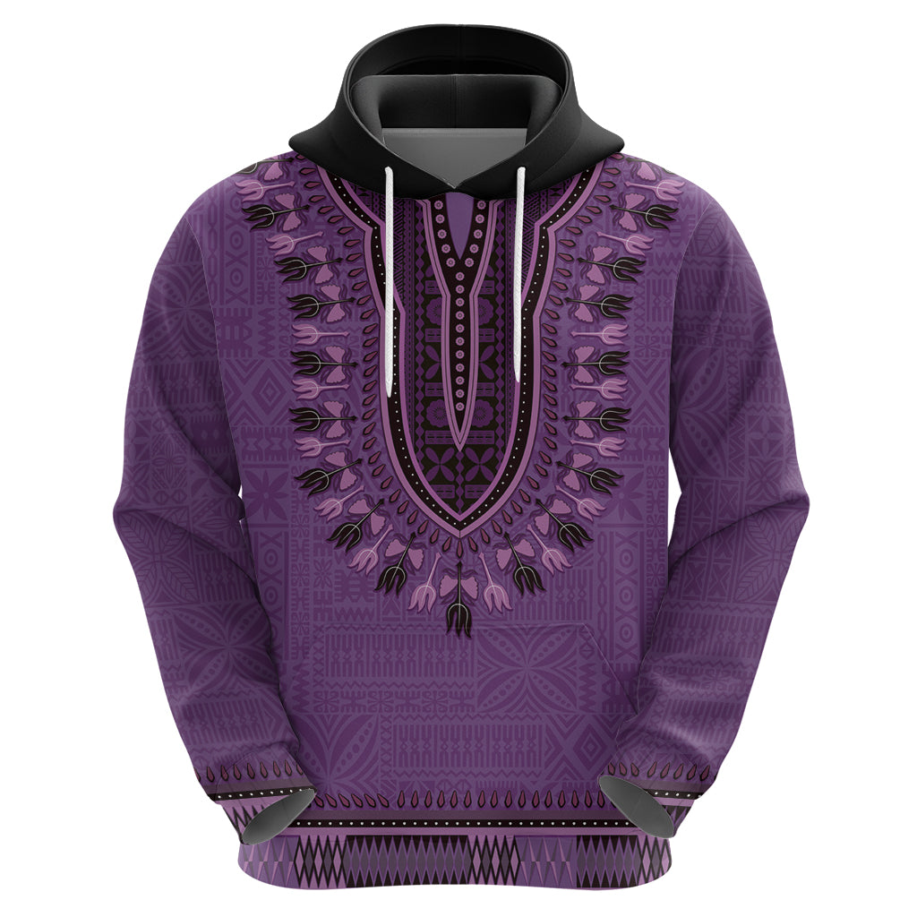 Purple African Dashiki With Fijian Tapa Pattern Zip Hoodie