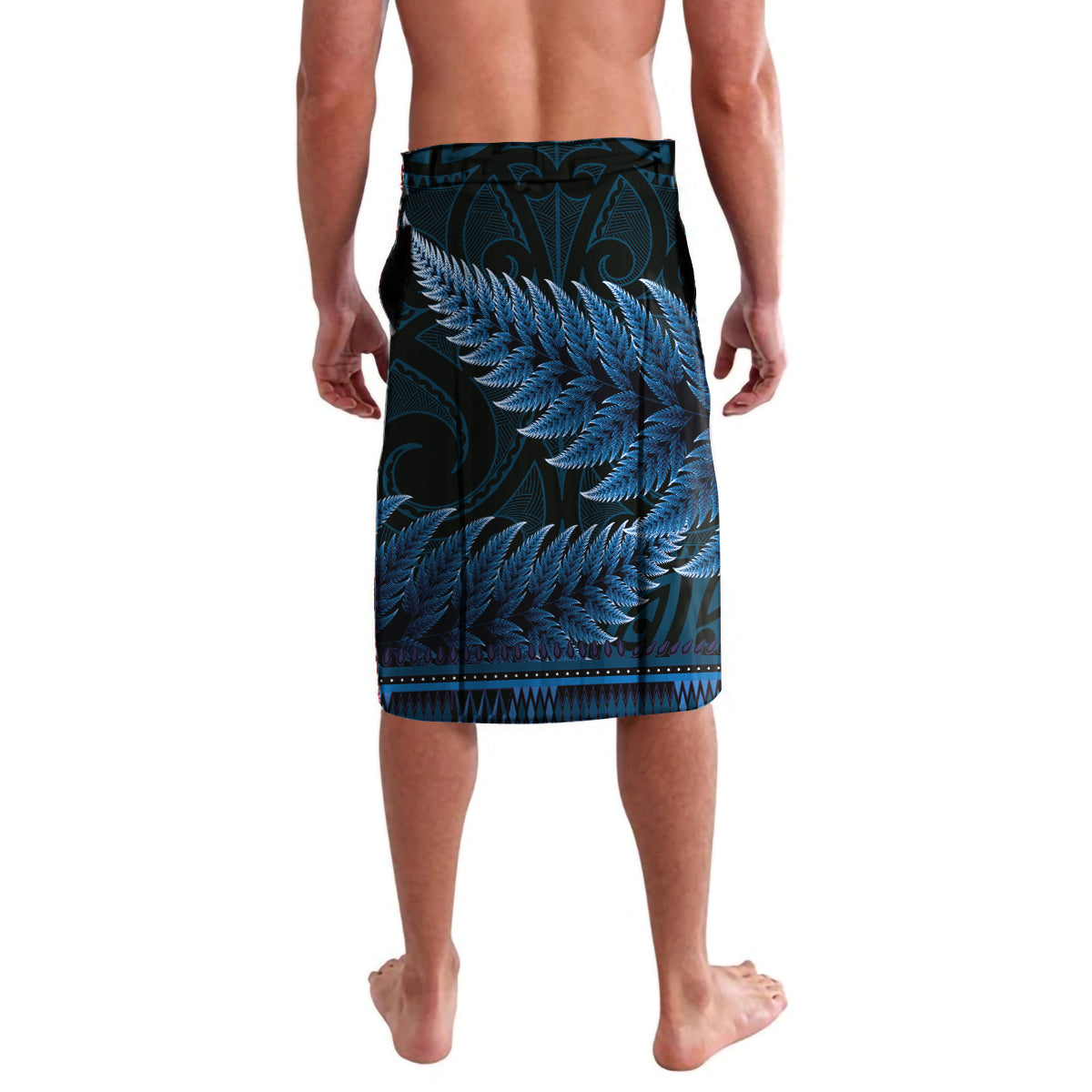Blue African Dashiki With Aotearoa Maori Lavalava Paua Shell Mix Silver Fern