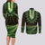 Lime Green African Dashiki With Aotearoa Maori Couples Matching Long Sleeve Bodycon Dress and Long Sleeve Button Shirt Paua Shell Mix Silver Fern