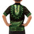 Lime Green African Dashiki With Aotearoa Maori Family Matching Off The Shoulder Long Sleeve Dress and Hawaiian Shirt Paua Shell Mix Silver Fern
