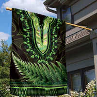 Lime Green African Dashiki With Aotearoa Maori Garden Flag Paua Shell Mix Silver Fern