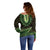 Lime Green African Dashiki With Aotearoa Maori Off Shoulder Sweater Paua Shell Mix Silver Fern