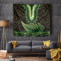 Lime Green African Dashiki With Aotearoa Maori Tapestry Paua Shell Mix Silver Fern