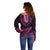 Pink African Dashiki With Aotearoa Maori Off Shoulder Sweater Paua Shell Mix Silver Fern