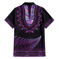 Purple African Dashiki With Aotearoa Maori Family Matching Puletasi and Hawaiian Shirt Paua Shell Mix Silver Fern LT14 - Polynesian Pride