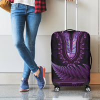 Purple African Dashiki With Aotearoa Maori Luggage Cover Paua Shell Mix Silver Fern LT14 - Polynesian Pride