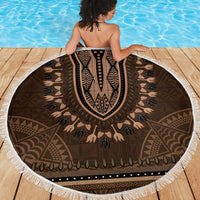 Brown African Dashiki With Tonga Ngatu Pattern Beach Blanket