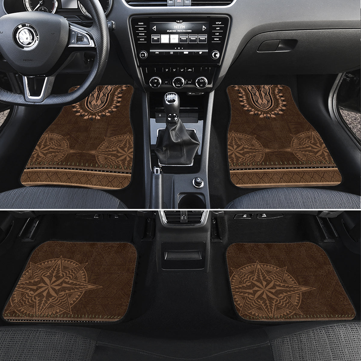 Brown African Dashiki With Tonga Ngatu Pattern Car Mats LT14 Set 4pcs Brown - Polynesian Pride