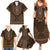 Brown African Dashiki With Tonga Ngatu Pattern Family Matching Summer Maxi Dress and Hawaiian Shirt