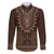 Brown African Dashiki With Tonga Ngatu Pattern Family Matching Tank Maxi Dress and Hawaiian Shirt