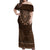 Brown African Dashiki With Tonga Ngatu Pattern Off Shoulder Maxi Dress