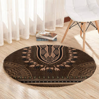 Brown African Dashiki With Tonga Ngatu Pattern Round Carpet LT14 - Polynesian Pride