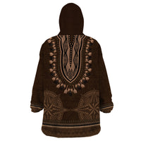 Brown African Dashiki With Tonga Ngatu Pattern Wearable Blanket Hoodie