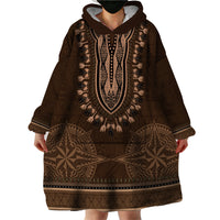 Brown African Dashiki With Tonga Ngatu Pattern Wearable Blanket Hoodie