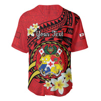 Personalised Tonga Emancipation Day Baseball Jersey Tongan Ngatu Pattern - Red Version