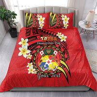 Personalised Tonga Emancipation Day Bedding Set Tongan Ngatu Pattern - Red Version