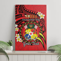Personalised Tonga Emancipation Day Canvas Wall Art Tongan Ngatu Pattern - Red Version