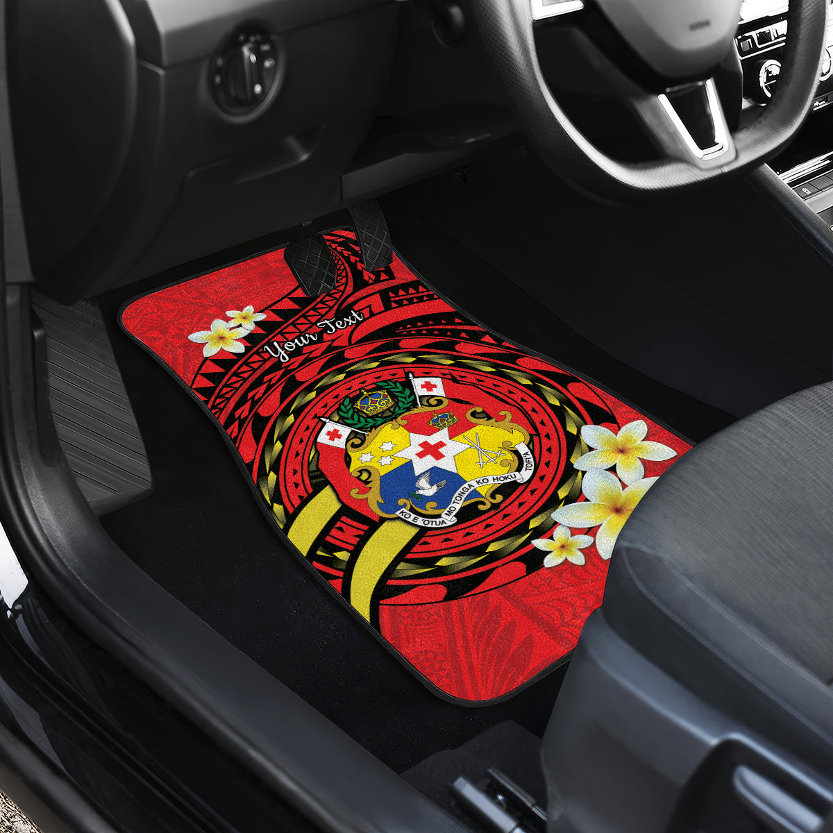 Personalised Tonga Emancipation Day Car Mats Tongan Ngatu Pattern - Red Version