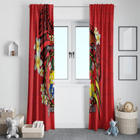 Personalised Tonga Emancipation Day Window Curtain Tongan Ngatu Pattern - Red Version