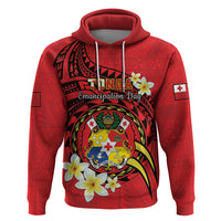 Personalised Tonga Emancipation Day Zip Hoodie Tongan Ngatu Pattern - Red Version