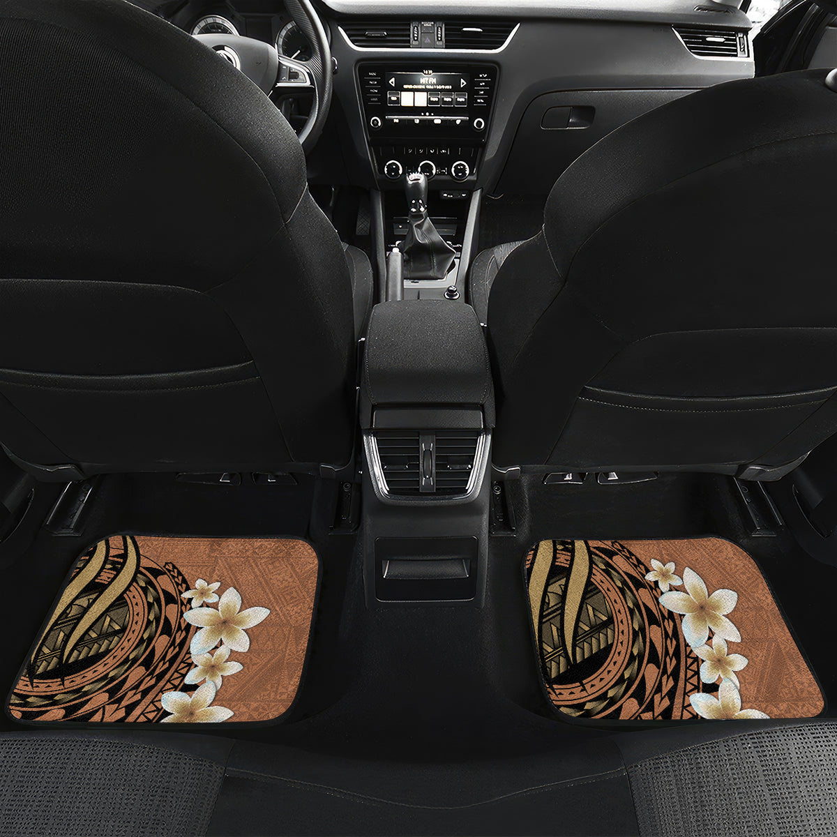 Personalised Tonga Emancipation Day Car Mats Tongan Ngatu Pattern - Brown Version