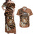 Personalised Tonga Emancipation Day Couples Matching Off Shoulder Maxi Dress and Hawaiian Shirt Tongan Ngatu Pattern - Brown Version