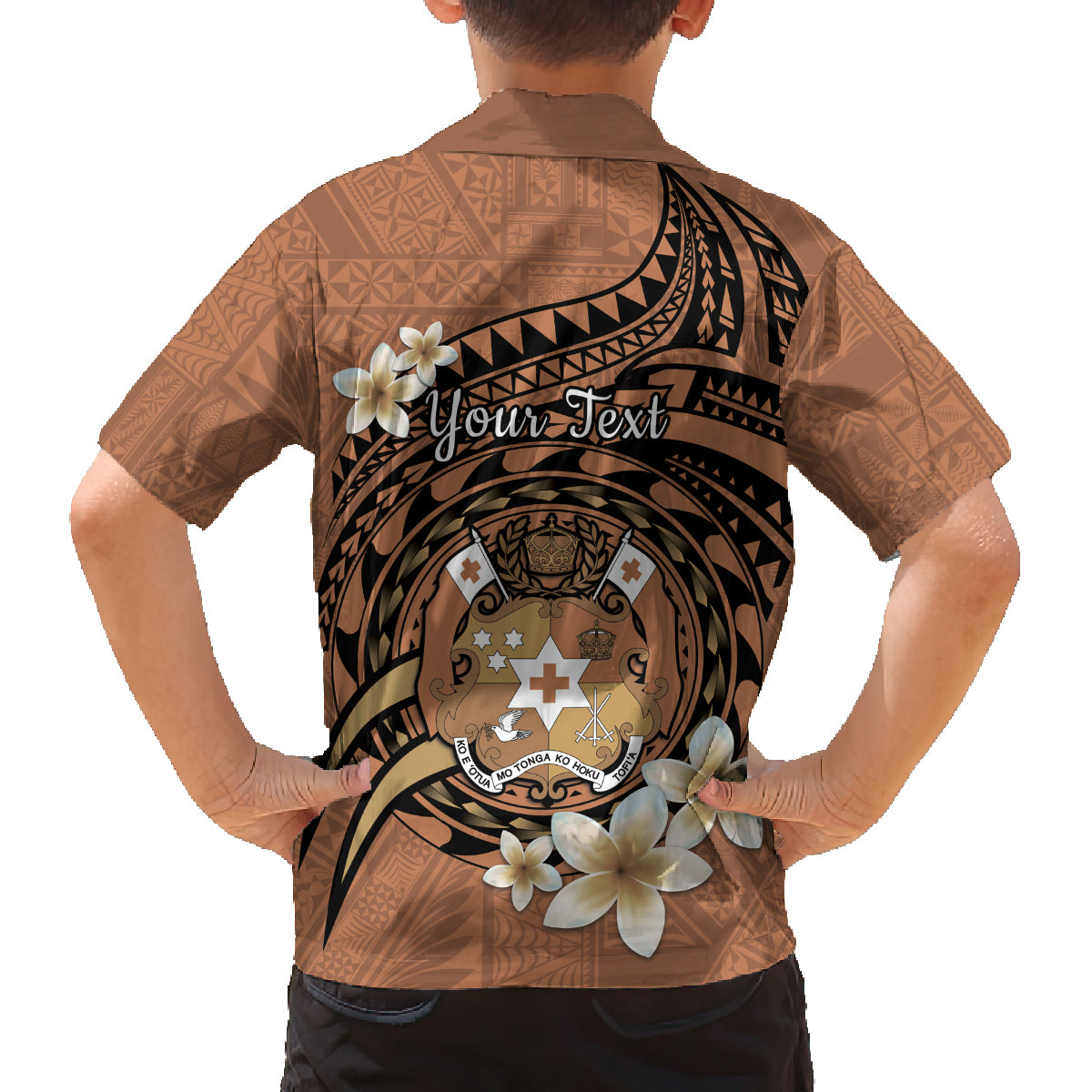 Personalised Tonga Emancipation Day Family Matching Tank Maxi Dress and Hawaiian Shirt Tongan Ngatu Pattern - Brown Version