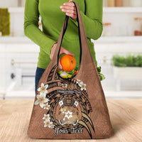 Personalised Tonga Emancipation Day Grocery Bag Tongan Ngatu Pattern - Brown Version