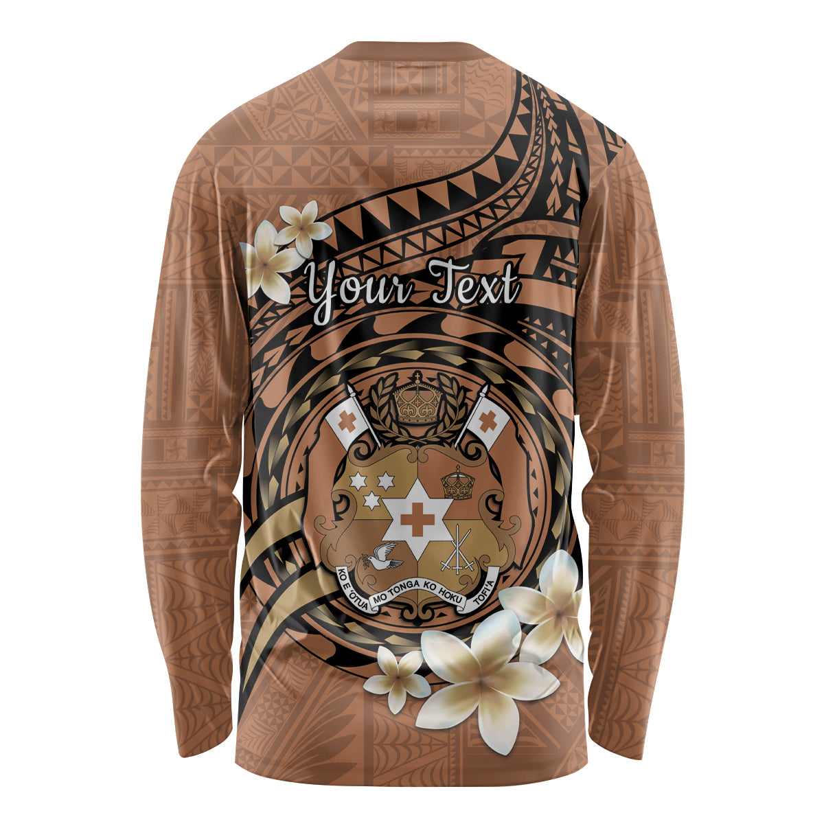 Personalised Tonga Emancipation Day Long Sleeve Shirt Tongan Ngatu Pattern - Brown Version LT14 - Polynesian Pride