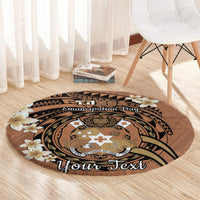 Personalised Tonga Emancipation Day Round Carpet Tongan Ngatu Pattern - Brown Version