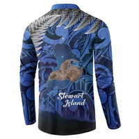 New Zealand Stewart Island Button Sweatshirt Rakiura Kiwi Maori Glowing Sky LT14 - Polynesian Pride